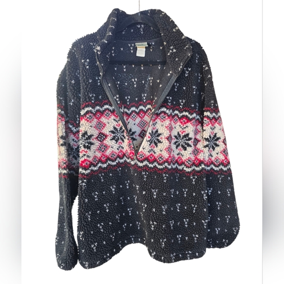 Vintage LL Bean Snowflake Aztec Half Zip Fleece Sweater. Made In USA, Size XL? - Picture 4 of 7